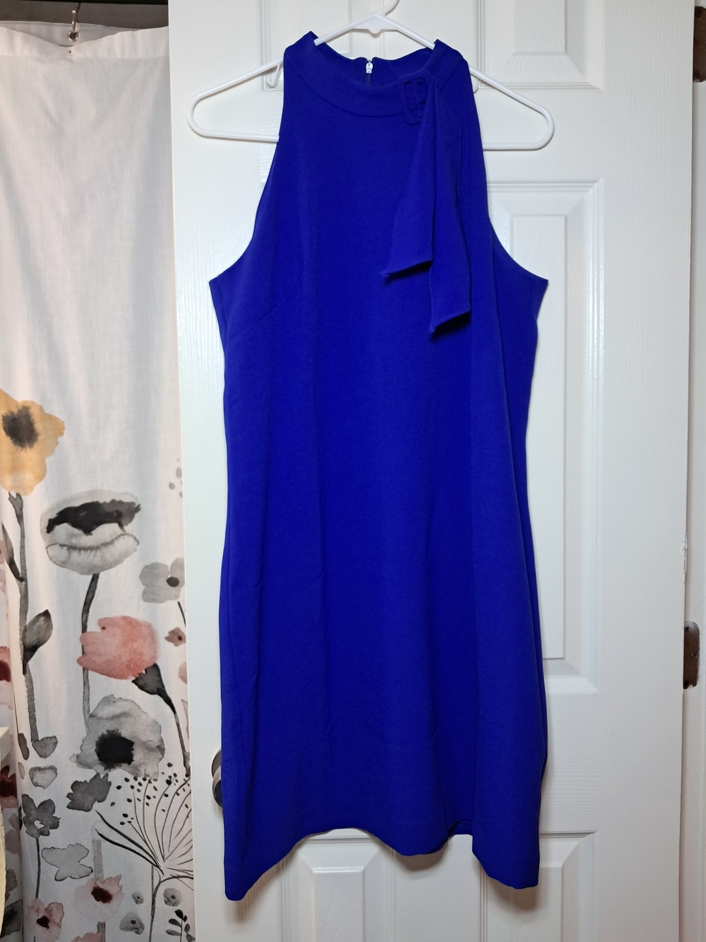 Vince Camuto Cobalt Blue Sleeveless Tie-Neck Shift Dress